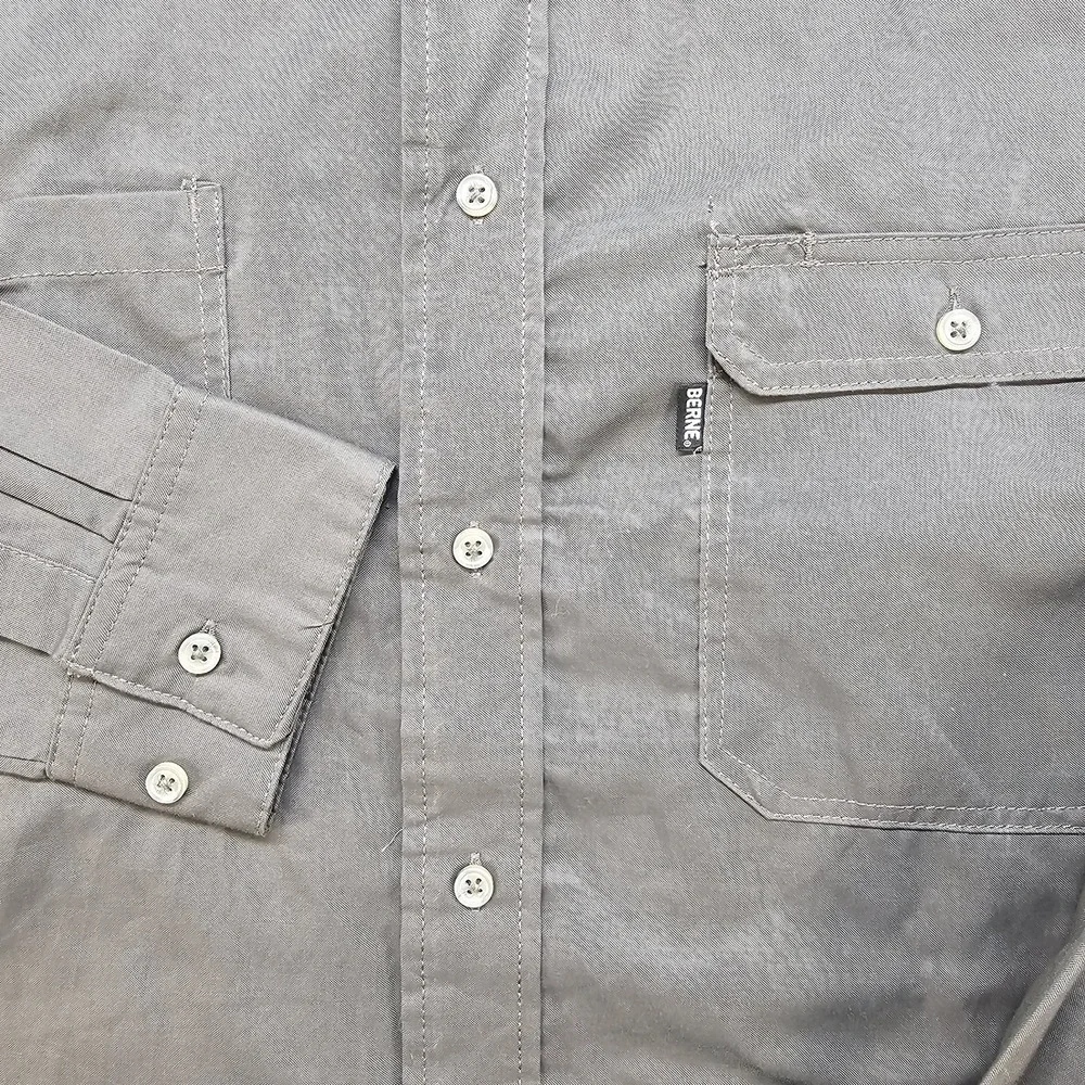 Berne Workwear‎ Men's M Button Down Work Shirt Gray Long Sleeve Utility NEW